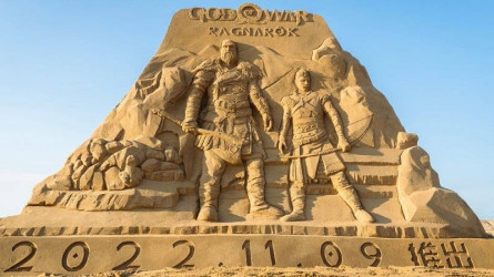 Песчаная скульптура God of War Ragnarok